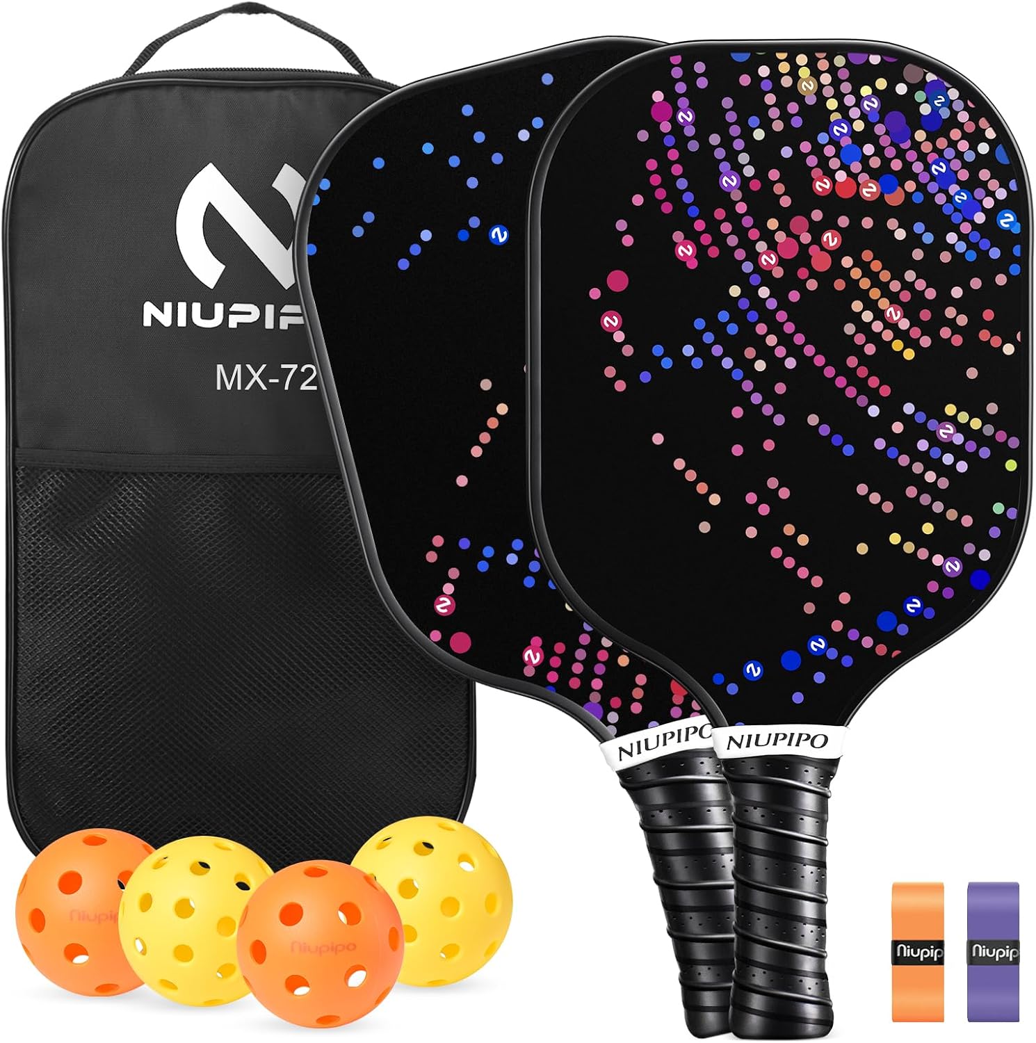 niupipo Pickleball Paddles Set – Fiberglass Surface, Lightweight Pickle Ball Set for Beginners & Advanced