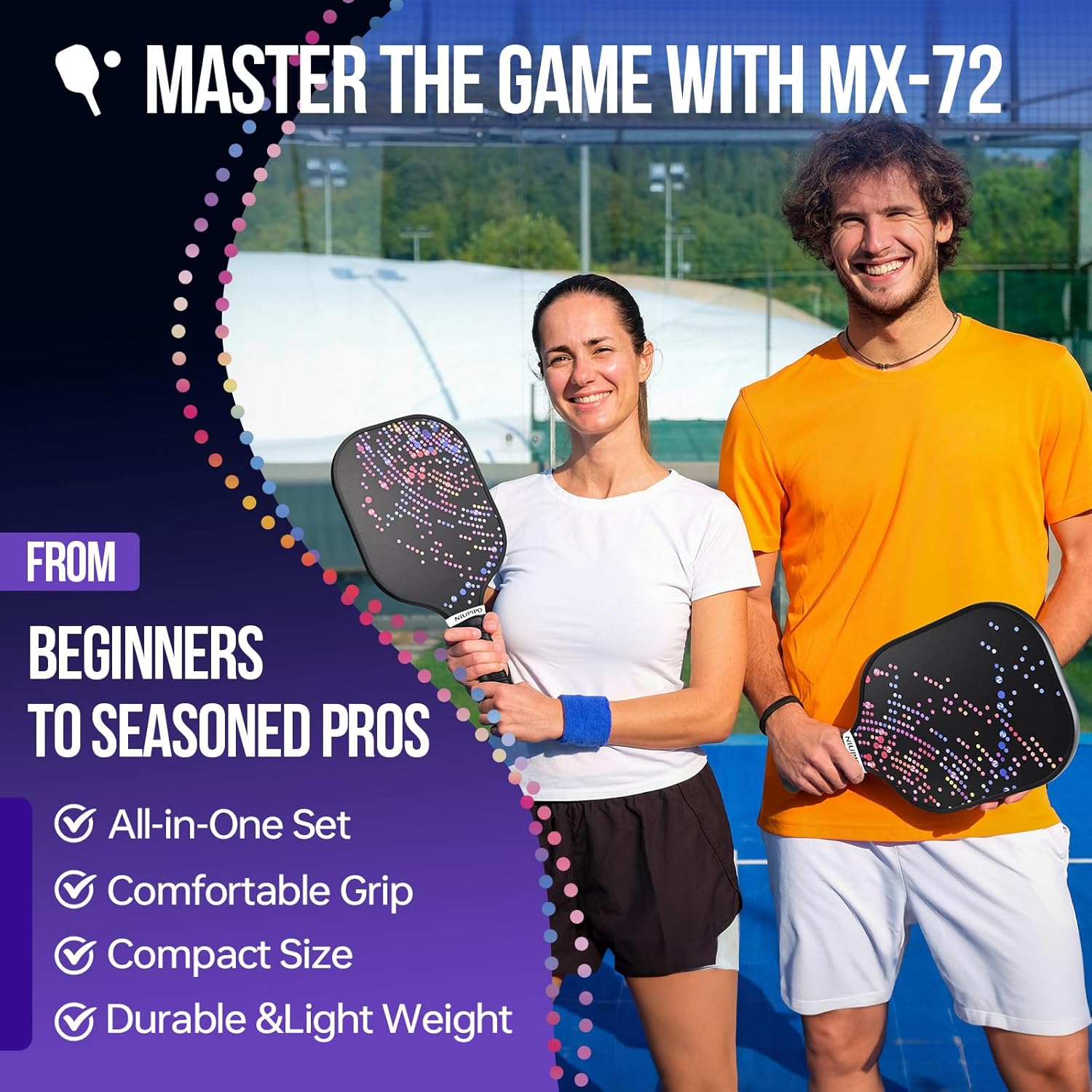 niupipo Pickleball Paddles Set - Fiberglass Surfac