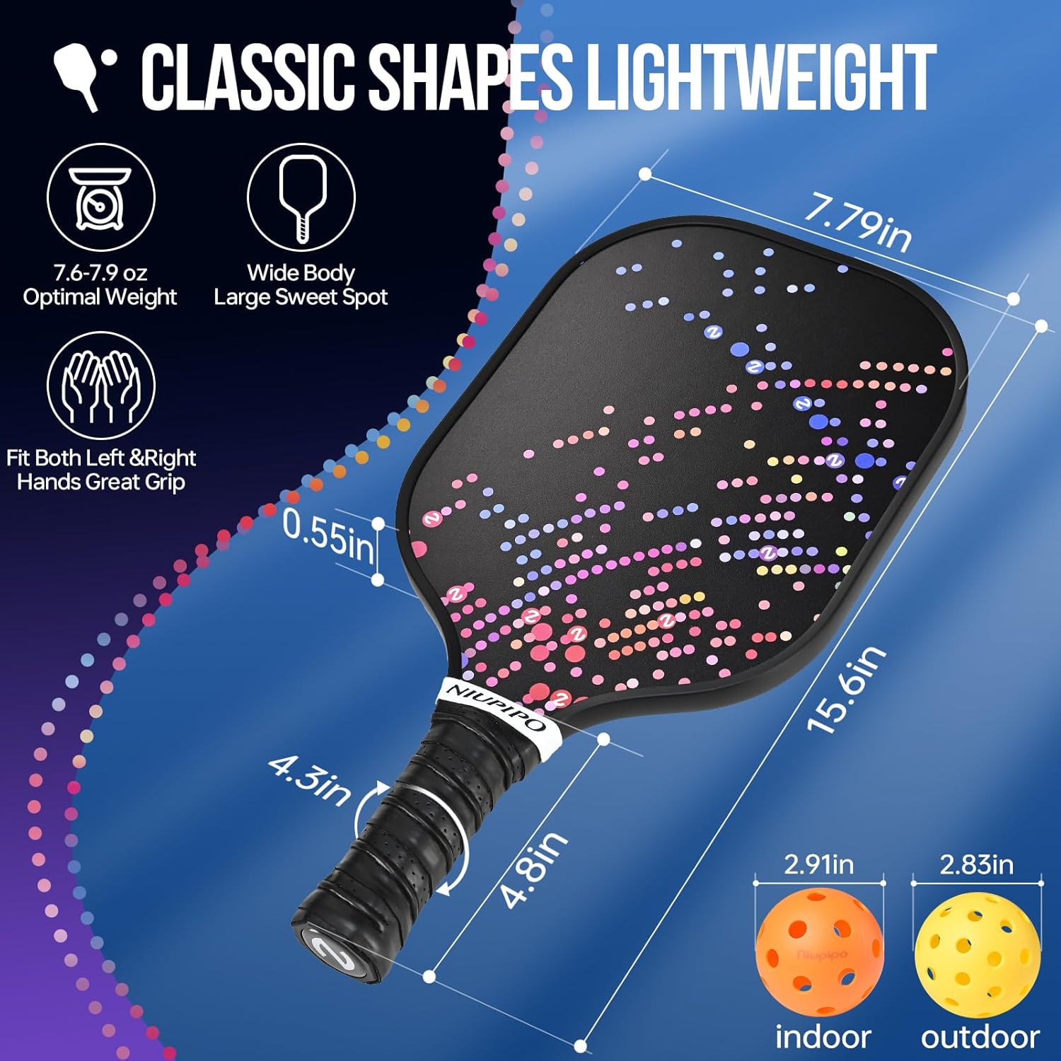 niupipo Pickleball Paddles Set - Fiberglass Surfac