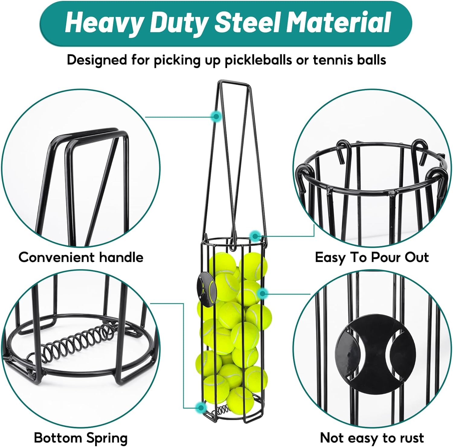 HolyMaji Cylindrical Tennis Ball Hopper - Pickleba