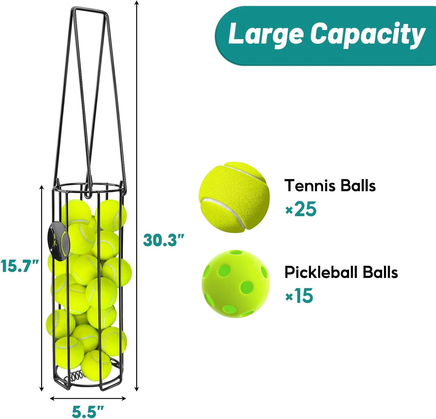 HolyMaji Cylindrical Tennis Ball Hopper - Pickleba