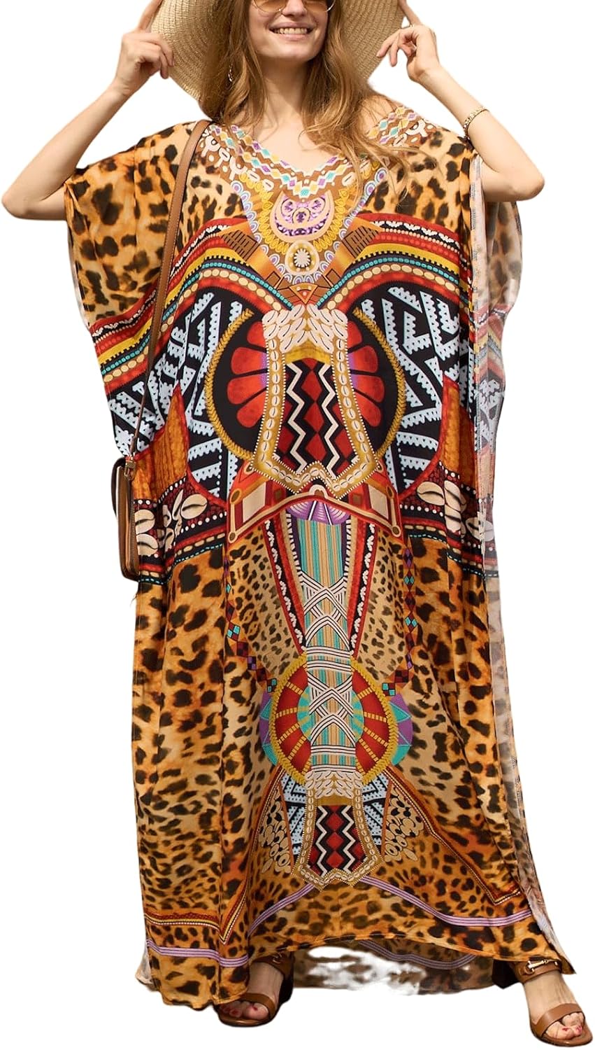 IMAGEKOPE Womens Moroccan Batwing Bathing — Bohemian Beach Cover Up