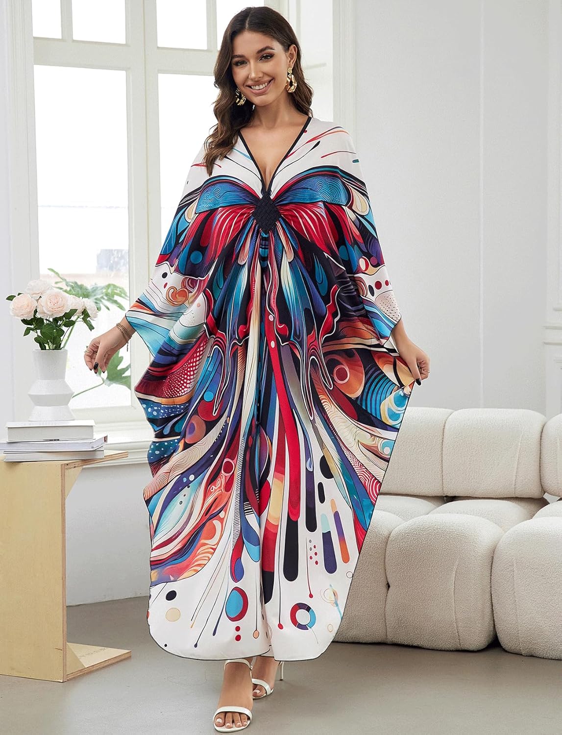 KECVOT Dresses Batwing Caftans Loungewear