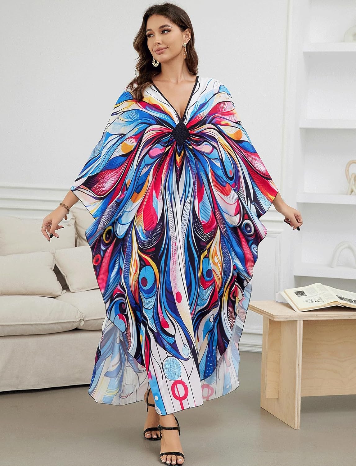 KECVOT Dresses Batwing Caftans Loungewear