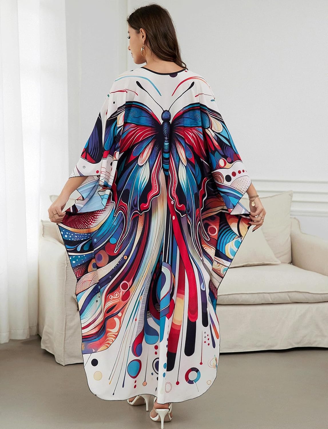 KECVOT Dresses Batwing Caftans Loungewear