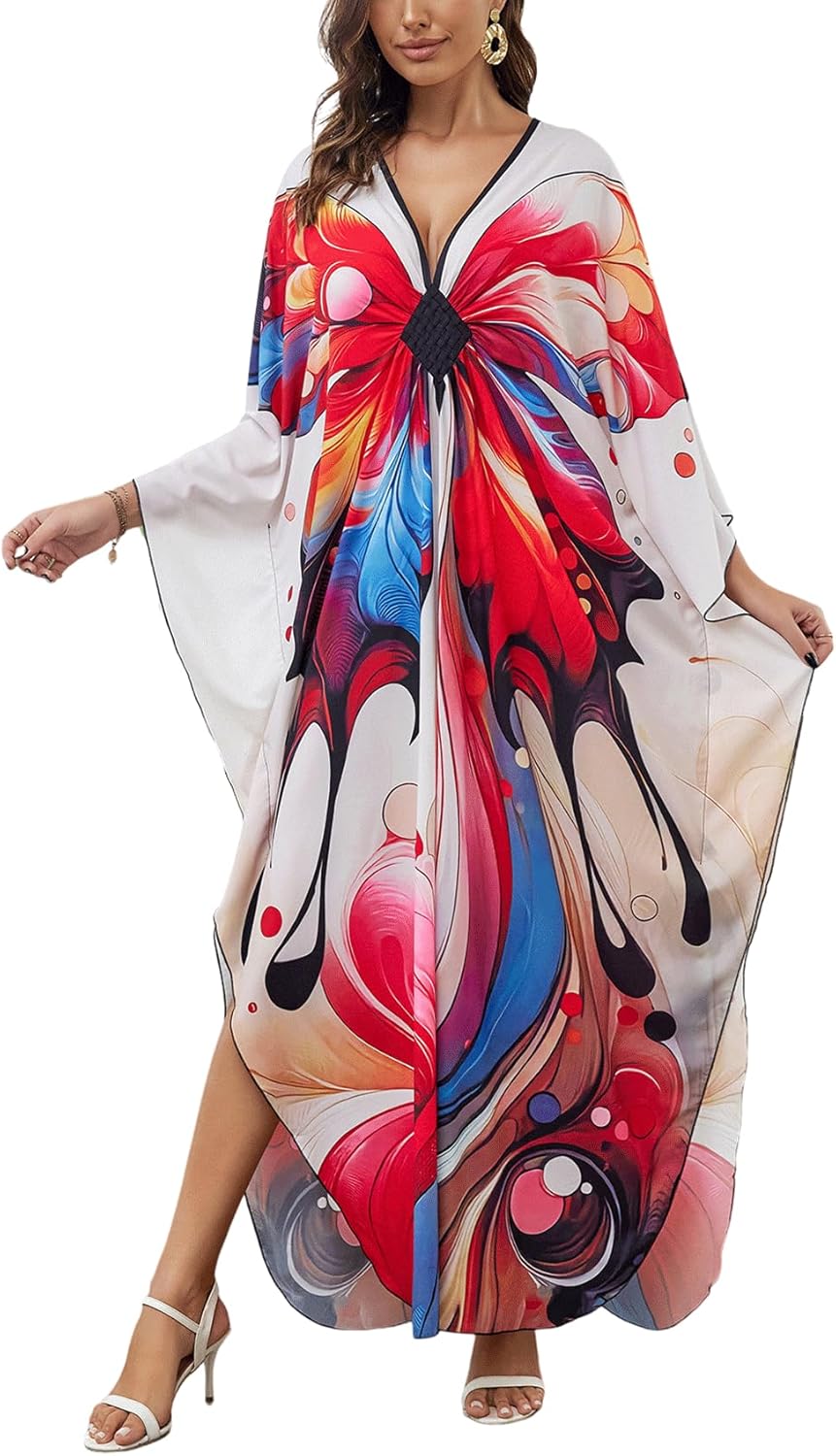 KECVOT Dresses Batwing Caftans Loungewear