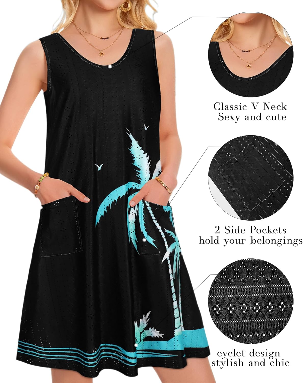 elescat Sundresses Beach Sleeveless Swimsuit
