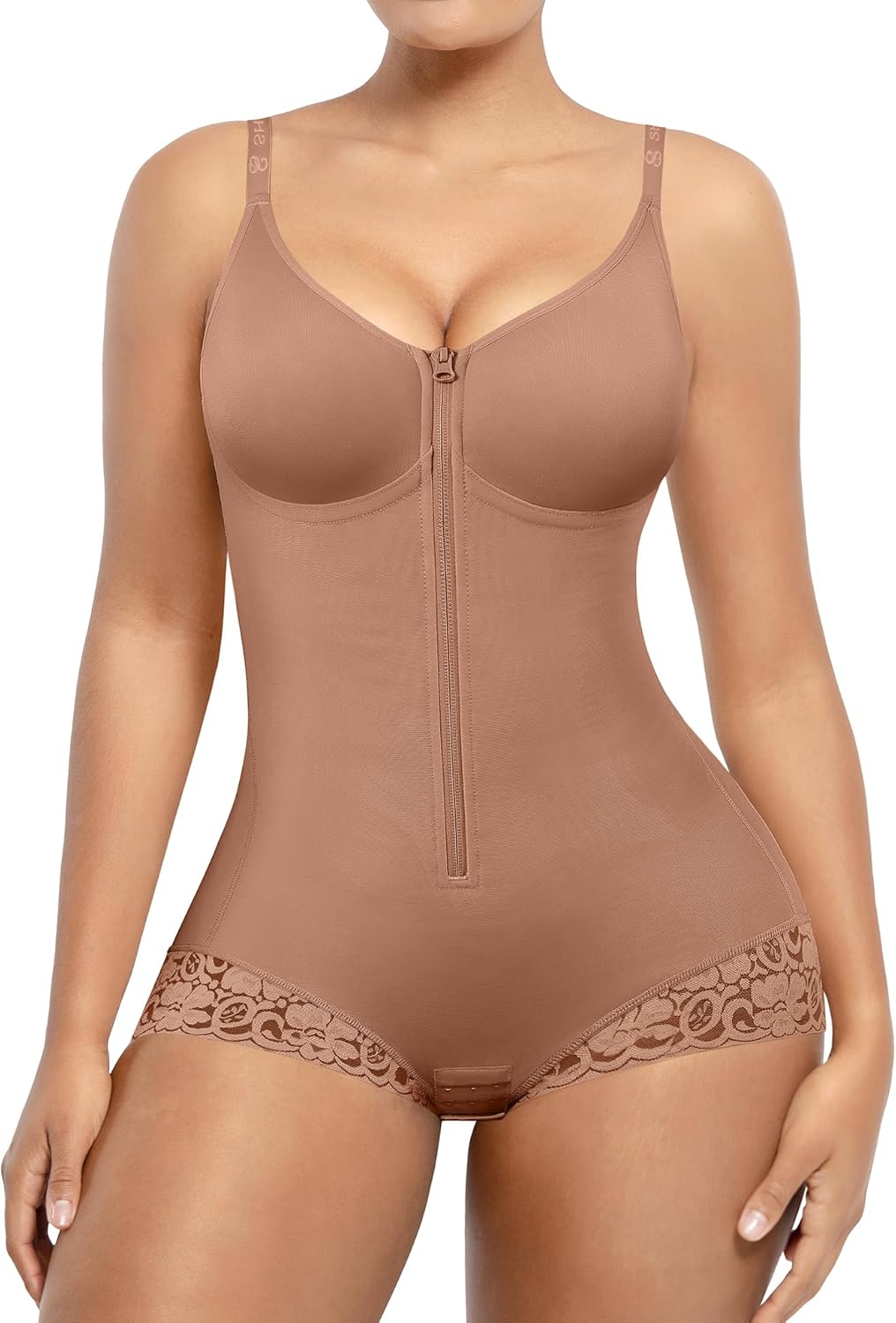 SHAPELLX Shapewear for Women Snatched Zipper Fajas Half Body Shaper Tummy Control