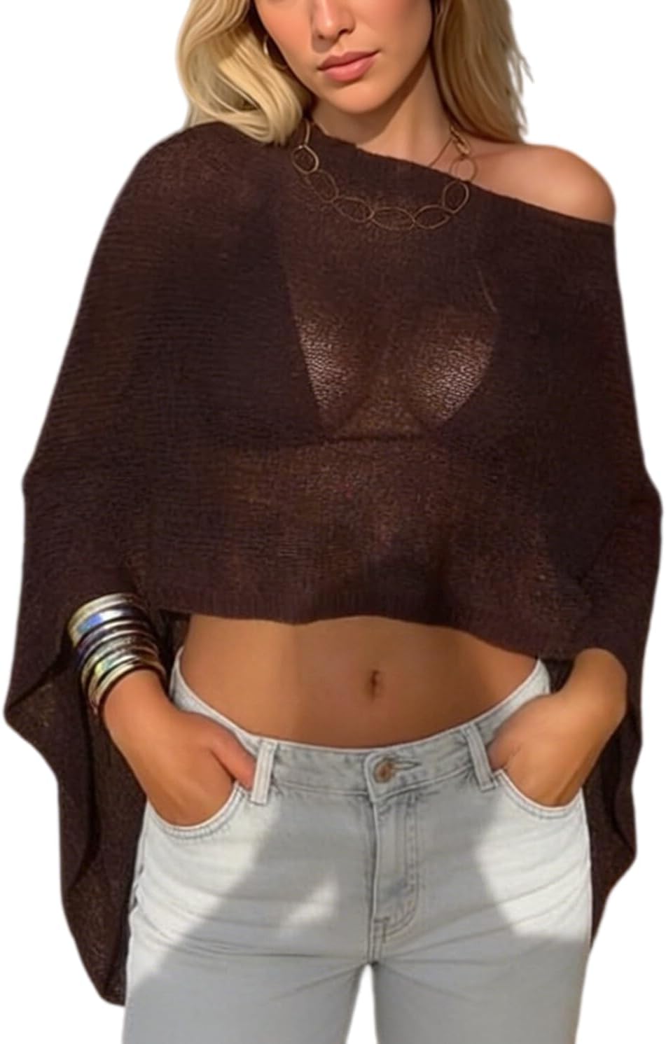 Lightweight Crochet Batwing Sweater Beachwear Review