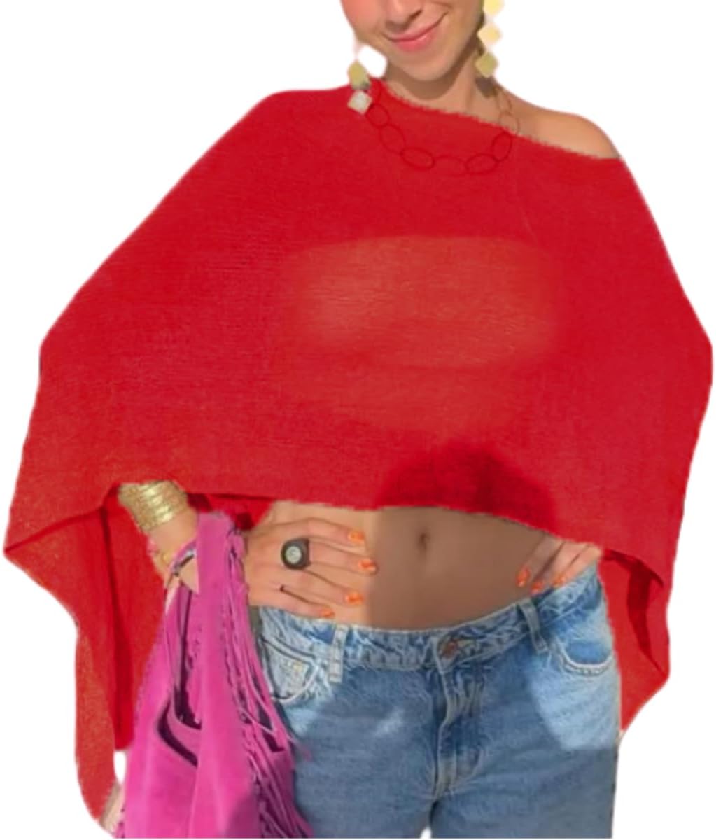 Lightweight Crochet Batwing Sweater Beachwear