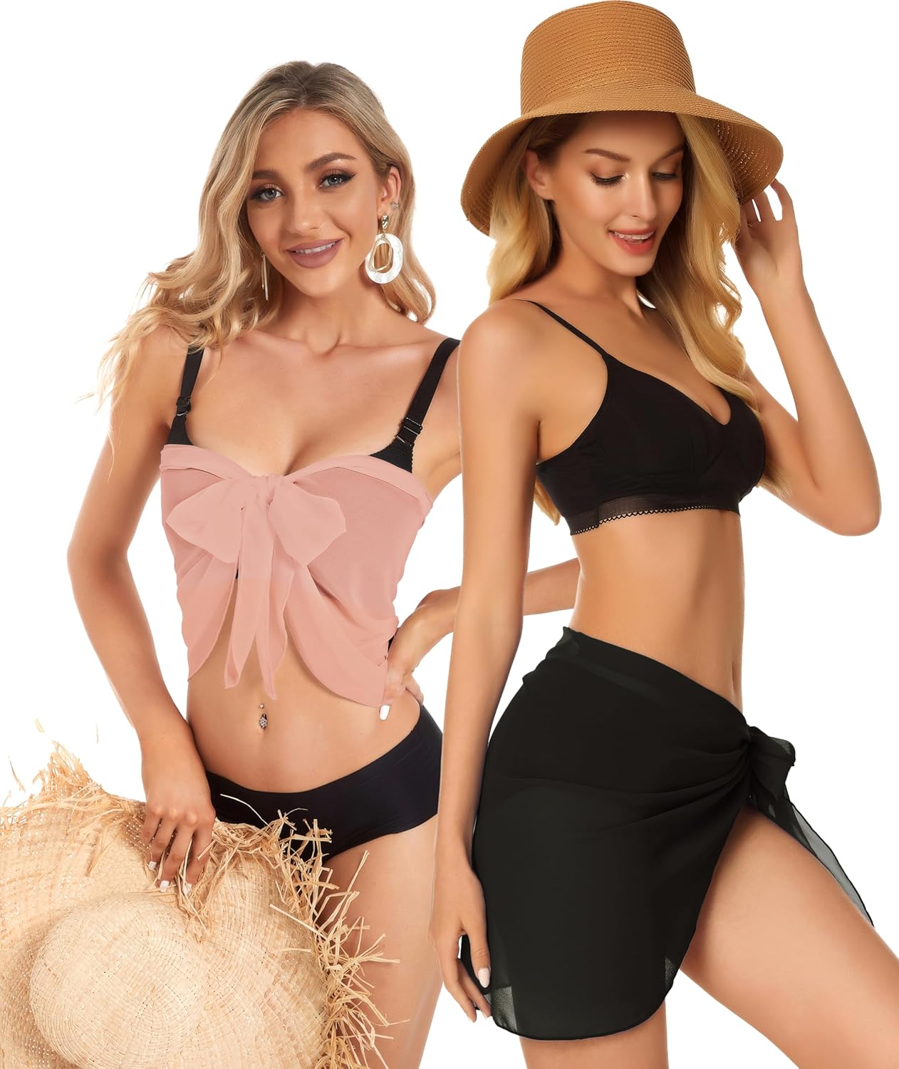 Pieces Sarong Bathing Swimsuit