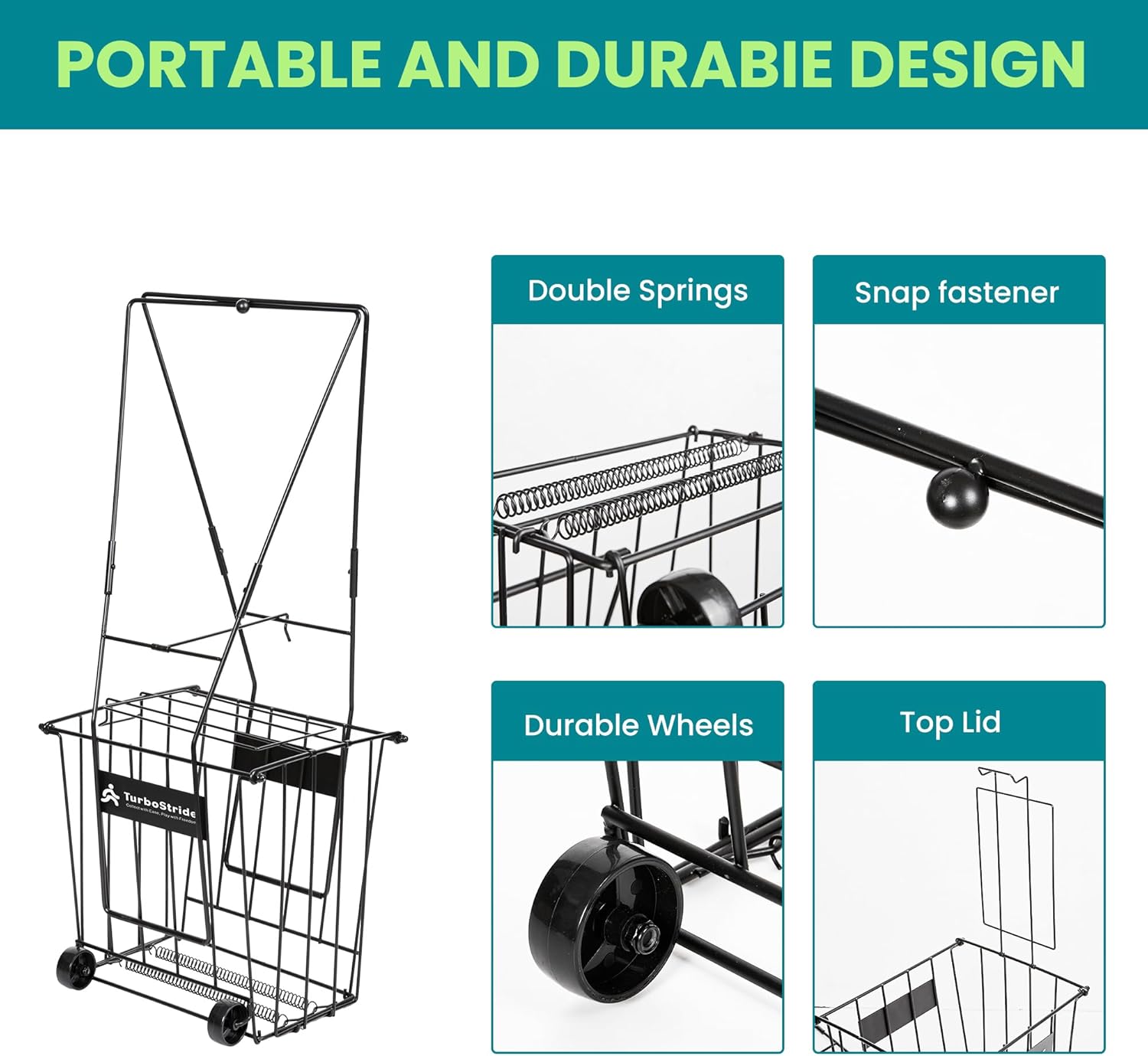 TurboStride Tennis Ball Hopper - Portable Pickleba