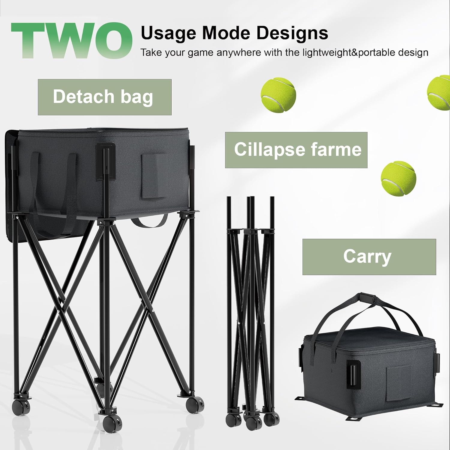Lnmuzm Tennis Ball Hopper for 120 Balls - Ball Bas