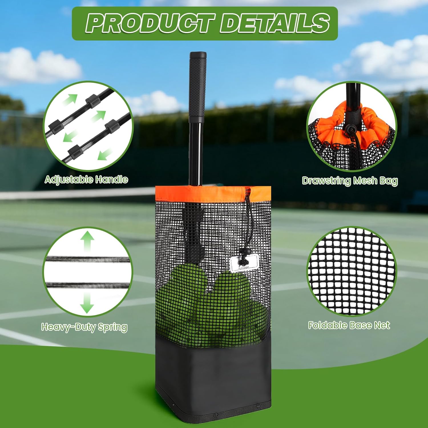 Flycoop Pickleball and Tennis Ball Picker Upper - Ba