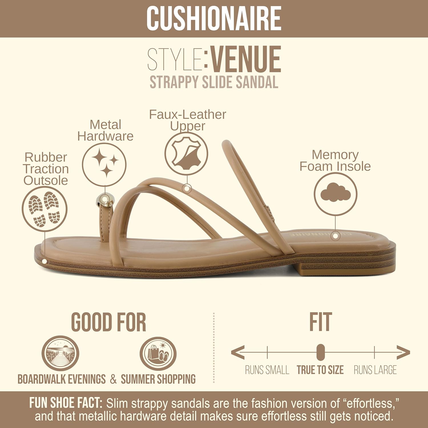 CUSHIONAIRE Strappy Toe Loop Sandals